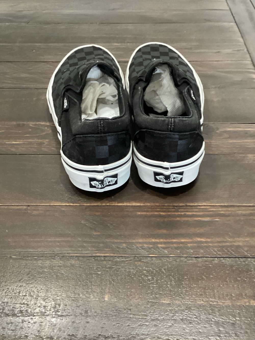 Vans Slip-On Checkerboard Sneakers in Black & White - Picture 3 of 7